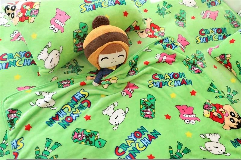 Cartoon Crayon Shinchan Flannel Blanket Single Size Sleeping Blanket Comfort Japanese Style Blanket Bedroom Bedspread Girl Kids