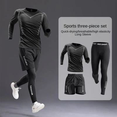 Autumn/Winter Men's Outdoor Running Fitness Morning Jogging Sports Quick-Dry Windproof Cycling Training Jacket and Tracksuit