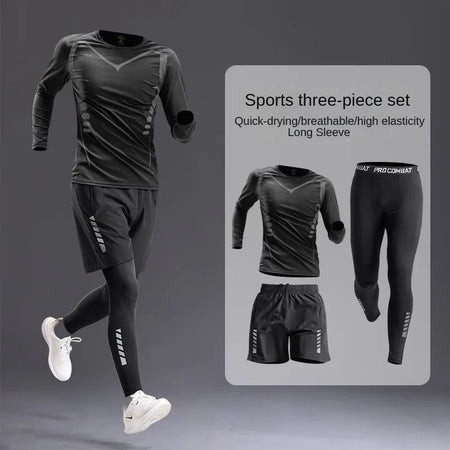 Autumn/Winter Men's Outdoor Running Fitness Morning Jogging Sports Quick-Dry Windproof Cycling Training Jacket and Tracksuit