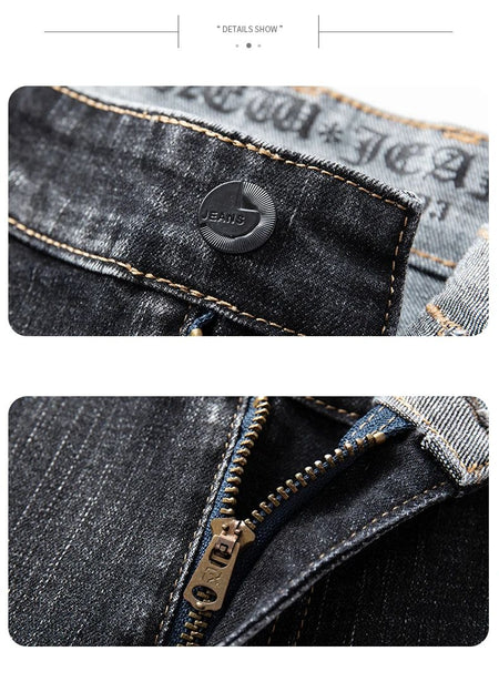 Autumn Winter New Business Men's Jeans Classic Fashion Stretch Washed Casual Denim Trousers Comfortable Straight Male pants