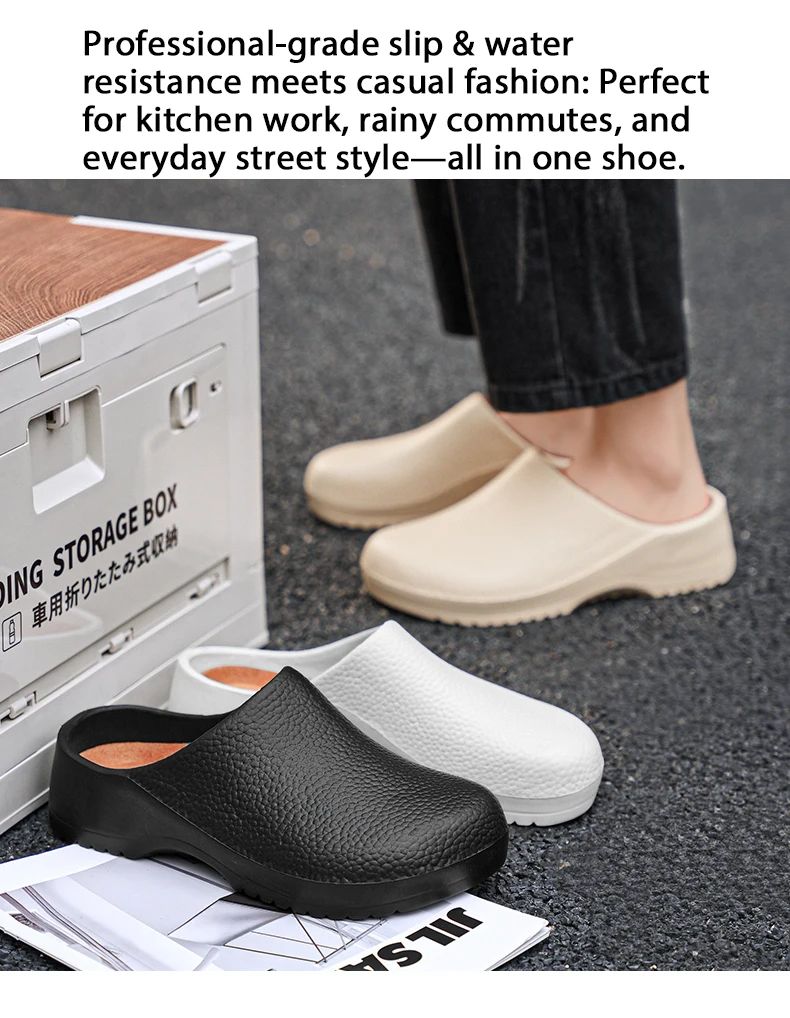 Kitchen Non-slip Oil-resistant Chef‘s Shoes Men's Waterproof Casual Flat Shoes Women's Slippers Couple Plus Size EVA Shoes