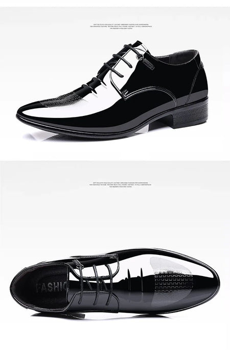 Luxury Business Oxford Leather Shoes Men Breathable Patent Leather Formal Shoes Plus Size Man Office Wedding Flats Male Black