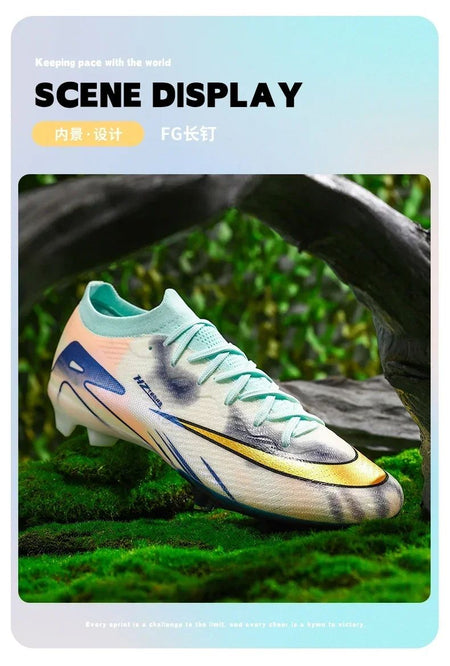 New Men Football Boots Match Ultralight Grass Cleats Soccer Shoes Sneakers Indoor Breathable Long Spikes Training Drop Shipping