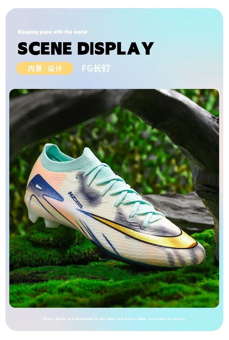 New Men Football Boots Match Ultralight Grass Cleats Soccer Shoes Sneakers Indoor Breathable Long Spikes Training Drop Shipping