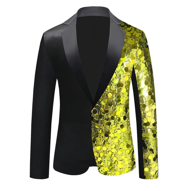 New Men Luxury Sequin Suit Jacket Silver / Gold Fashion Singer Bar KTV Dance Party Stage Performance Dress Blazers Coats