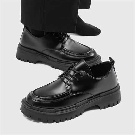 Fashion Thick Sole Leather Men Casual Shoes Classic Formal Business Men Dress Shoes Breathable Lace-Up Handmade Shoes Moccasins