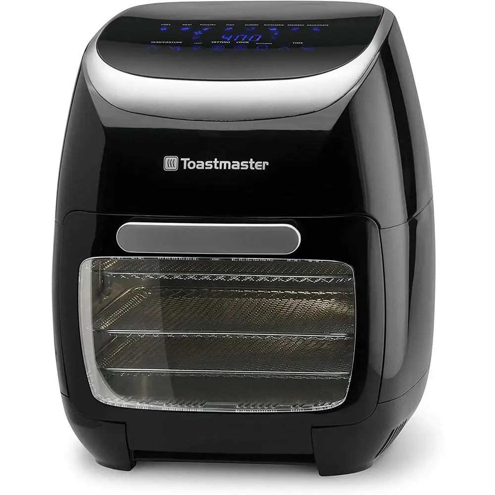 Digital Air Fryer Rotisserie Cooker Healthy Cooking 8 Preset Options 3 Baking Racks 10 Kabob Skewers Drip Tray Recipes Included