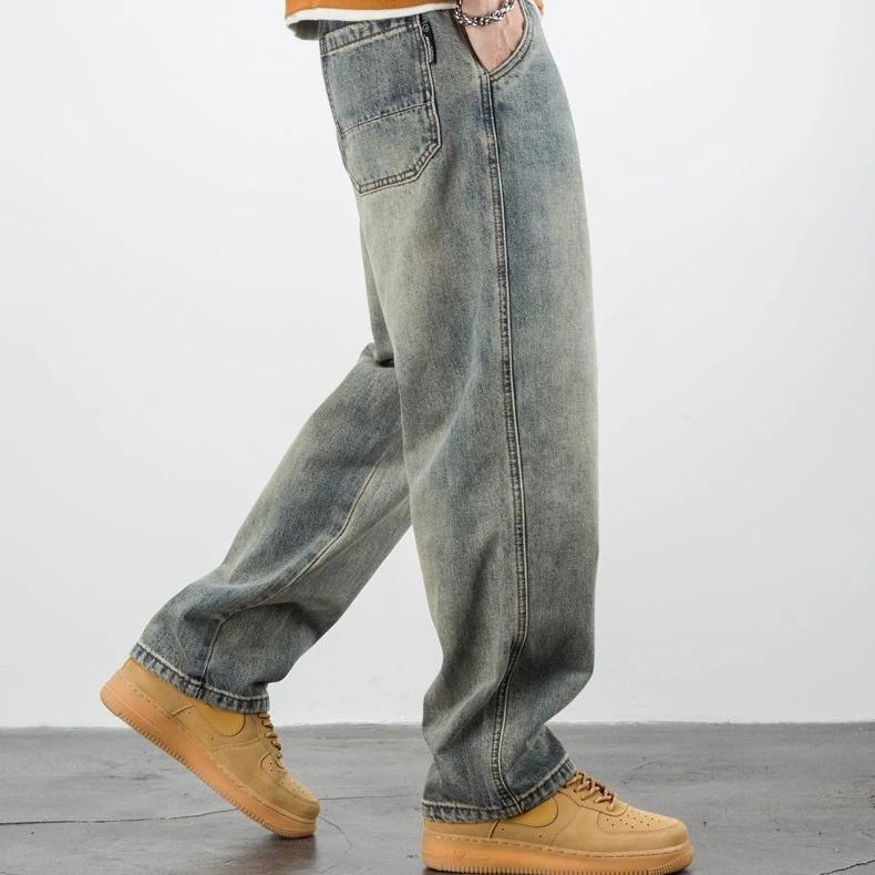 Men's Jeans Retro Cargo Trousers Straight Man Cowboy Pants Punk Washed Luxury Designer 2025 Trend Y2k Vintage Korean Style Baggy