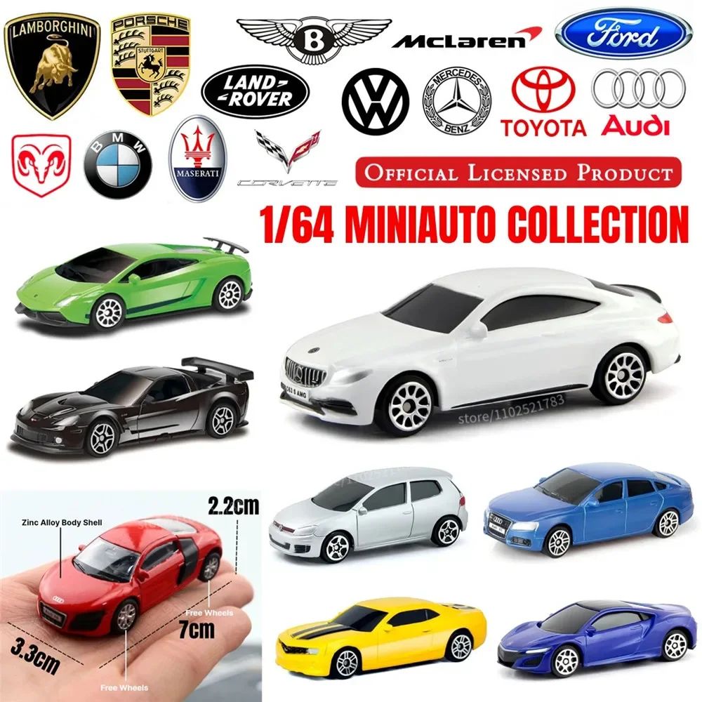 1:64 Lamborghini Aventador Car Model Replica Scale Diecast Miniature Art Chevrolet BMW VW Vehicle Collection Kid Boy Gift Toy