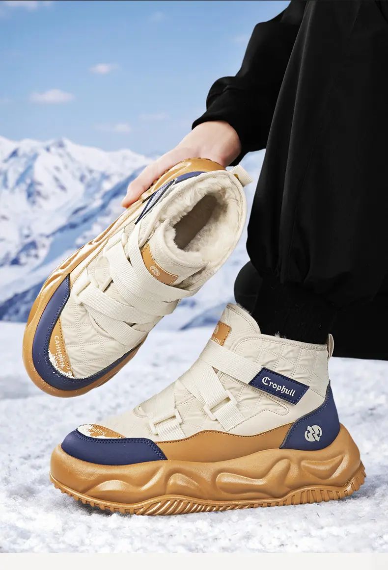 Warm Snow Boots 2025 Men's Fashion Plush Warm Comfortable Anti Slip Thick Sole Cotton Shoes Outdoor Vacation Casual Shoes