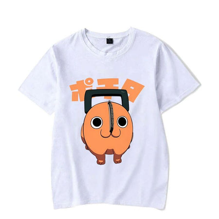 Fun Pochita Printed T-shirt Women's Loose Short Sleeve Round Neck Top Women's Casual Shirt T-shirt Anime T-shirt