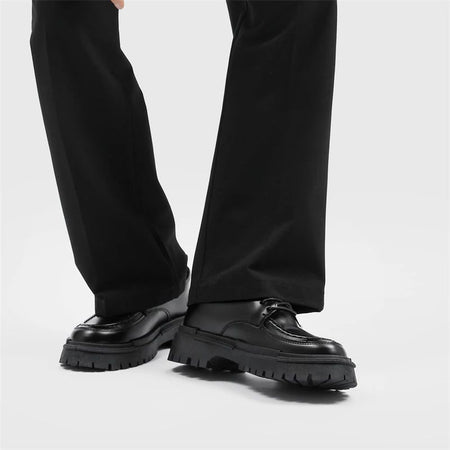 Fashion Thick Sole Leather Men Casual Shoes Classic Formal Business Men Dress Shoes Breathable Lace-Up Handmade Shoes Moccasins