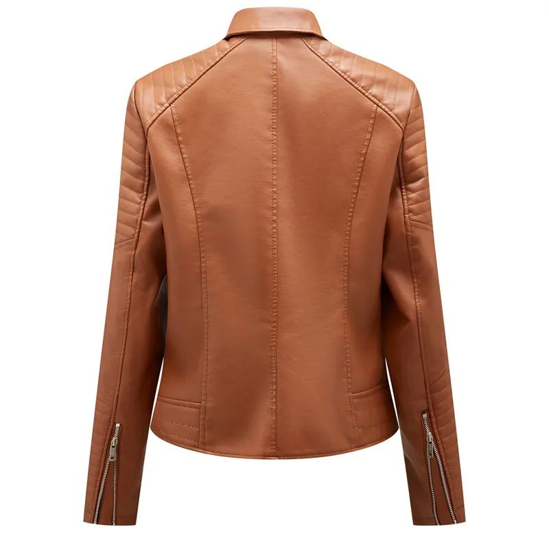 Black Women Faux Leather Jacket Spring Autumn Zipper Casual Pu Coat Female Biker Outerwear Ladies Clothes S-XXXL
