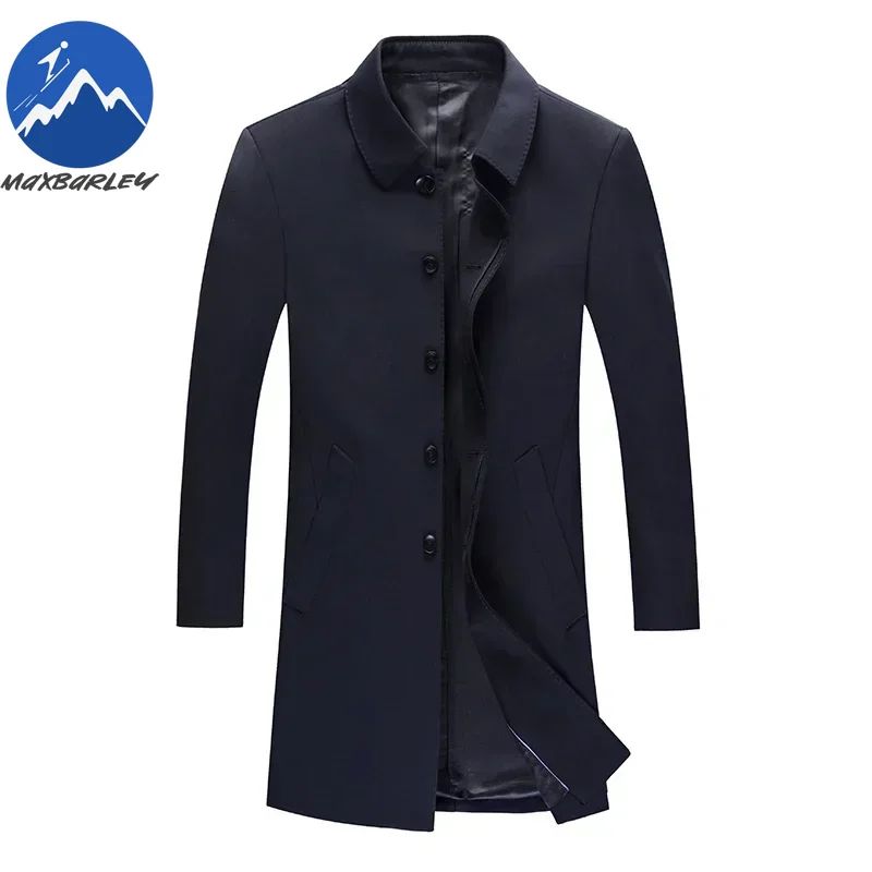 Light Luxury Long Jacket Men's Winter Business Casual Comfortable Windproof Warm Trench Coat British Streetwear Suit Male Coat