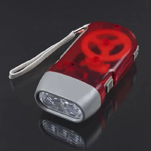Hand 3 Colors Pressing Dynamo Crank Wind Power Up Flashlight Mini Self Generating Torch LED Camping Lamp Light for Outdoor Home