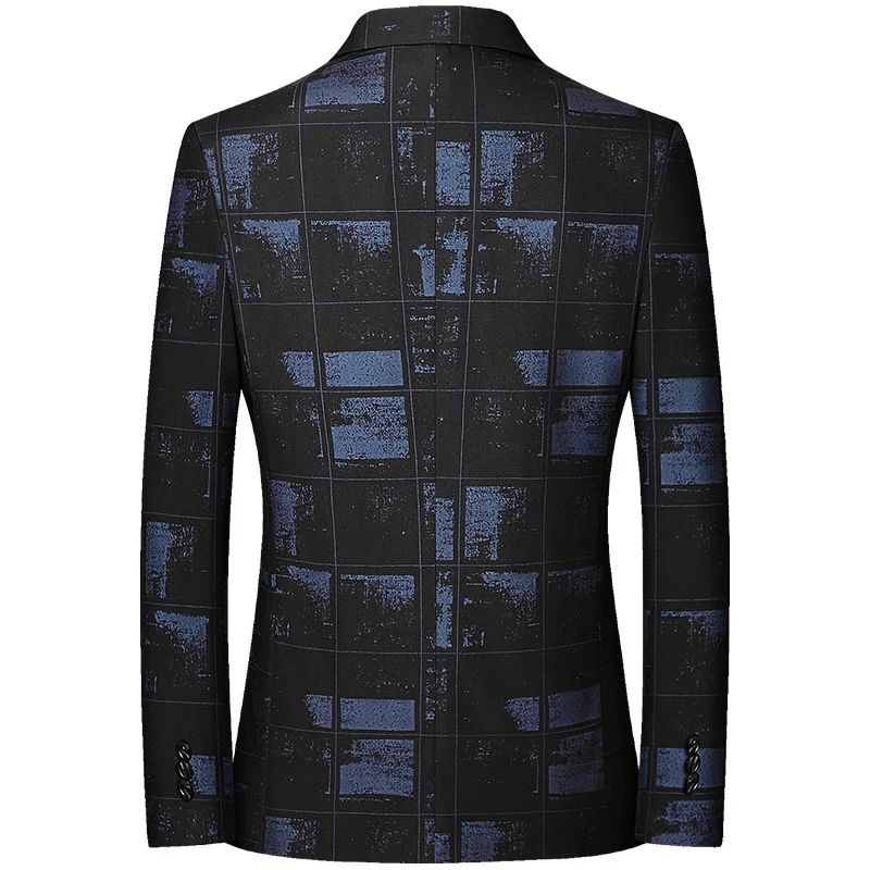 Black Men V-neck Single-breasted Suit Jacket, Fashion Slim Dress Coats, Blue Gray Yellow Blazers, Male Casual Tops Asian Size
