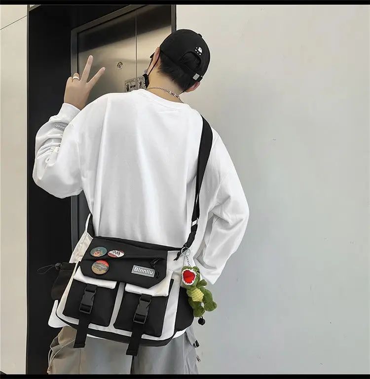 Harajuku Men Nylon Crossbody Bags for Women Messenger Bag Girls School Book Bags Youth Canvas Handbags Shoulder Bag Sac Bolsas