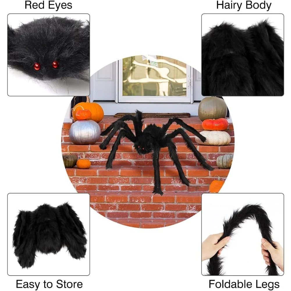 Halloween Spider Decoration Realistic Super Plush Spider Scary Indoor Home Scream Party Outdoor Garden Yard Decoration Supplies