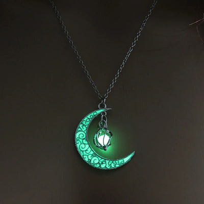 Womens Teen Girls Luminous Moon Necklace Moon Pendants Chain Choker Glow in The Dark Necklace Jewellery Gifts ????????