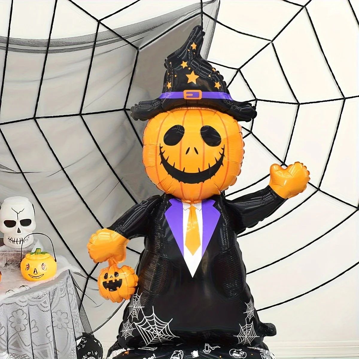 Halloween Party Giant Foil Balloons Inflatable Toys Decor Pumpkin Soldier Witch Ghost Skeleton Reaper Aluminum Standing Balloon
