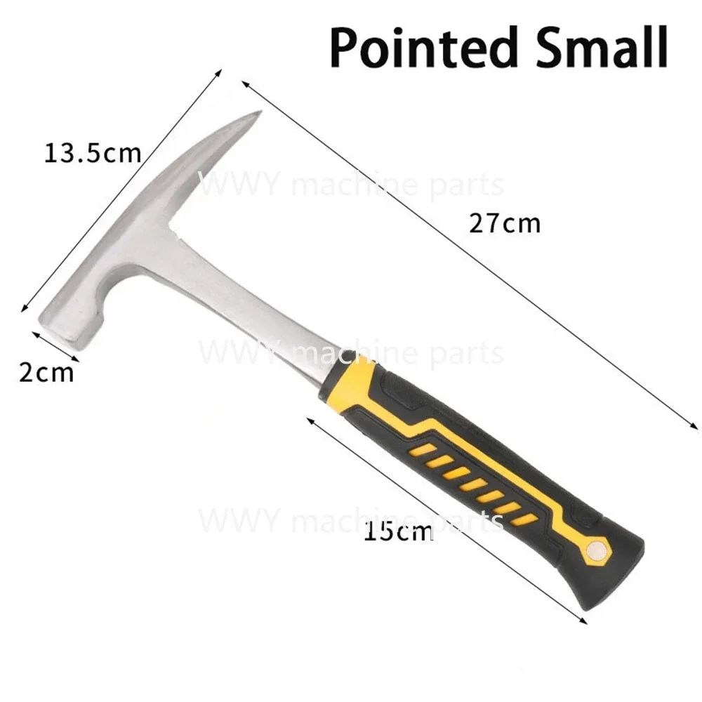 Mini Claw Hammer Professional Geological  Multifunctional Tool Pointed Tip Rubber Handle Grip Carpenter