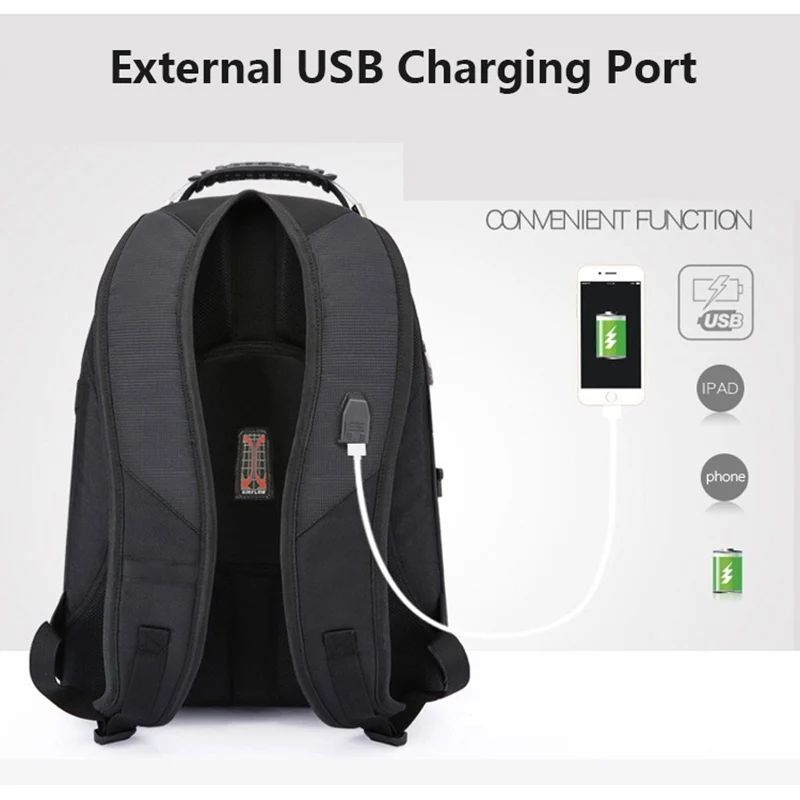 2025 Swiss-Multifunctional bags Durable 17 Inch Laptop Backpack, Travel Bag,College Bookbag,USB Charging Port,Water Resistant