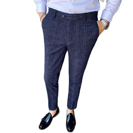 Dark Blue Men's Suit Three Piece, Business Casual Jacket and Vest with Trousers, Gray Dark Brown Slim Fit Sets, Asian Size