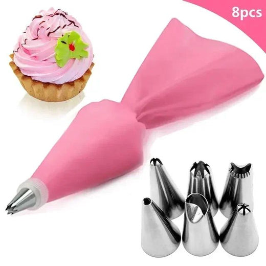 8/10/16Pcs/Set Silicone Pastry Bag Tips Kitchen Cake Icing Piping Cream Cake Decorating Tools Reusable Nozzle Set +1 Pastry Bags