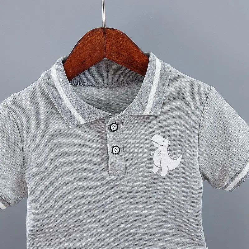 Summer Kids Outfits Baby Boys Clothes Set Dinosaur Printed Turn-down Collar T-Shirts Tops+ Shorts 2PCS/Suit Infant Clothing Sets