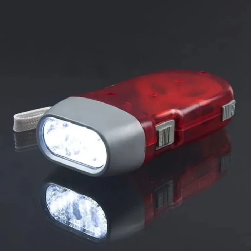 Hand 3 Colors Pressing Dynamo Crank Wind Power Up Flashlight Mini Self Generating Torch LED Camping Lamp Light for Outdoor Home