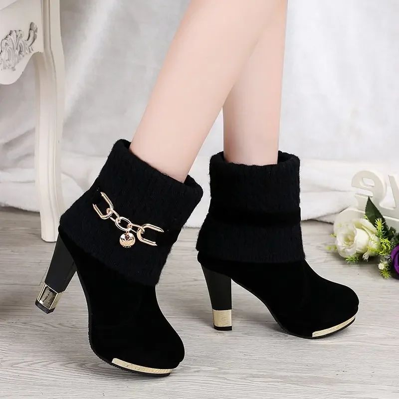 Super High Heels Platform Shoes Women High Heels Women Pumps Shoes Pointed Toe Suede Ankle Boots for Women Thick Heels Boots NEW