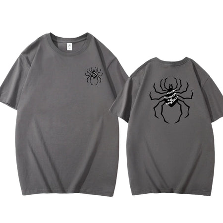 Pure Cotton Men's t shirt Y2k Spider Print T-shirt Casual Street Loose Women's T-shirt vintage graphic t shirts for men