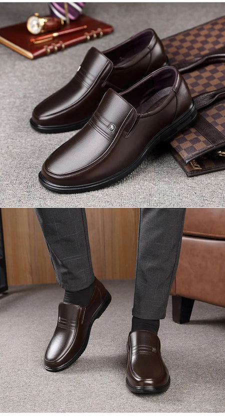 Genuine Leather Handmade Shoes Men Loafers Slip On Business Casual Shoes Classic Soft Leather Hombre Breathable Men Shoes Flat