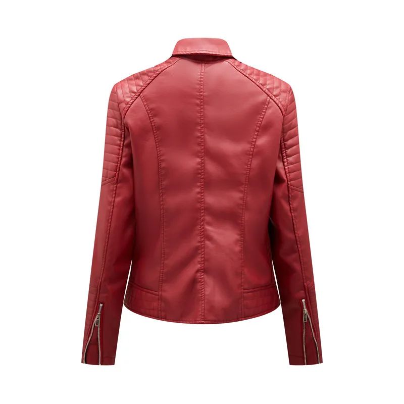 Black Women Faux Leather Jacket Spring Autumn Zipper Casual Pu Coat Female Biker Outerwear Ladies Clothes S-XXXL