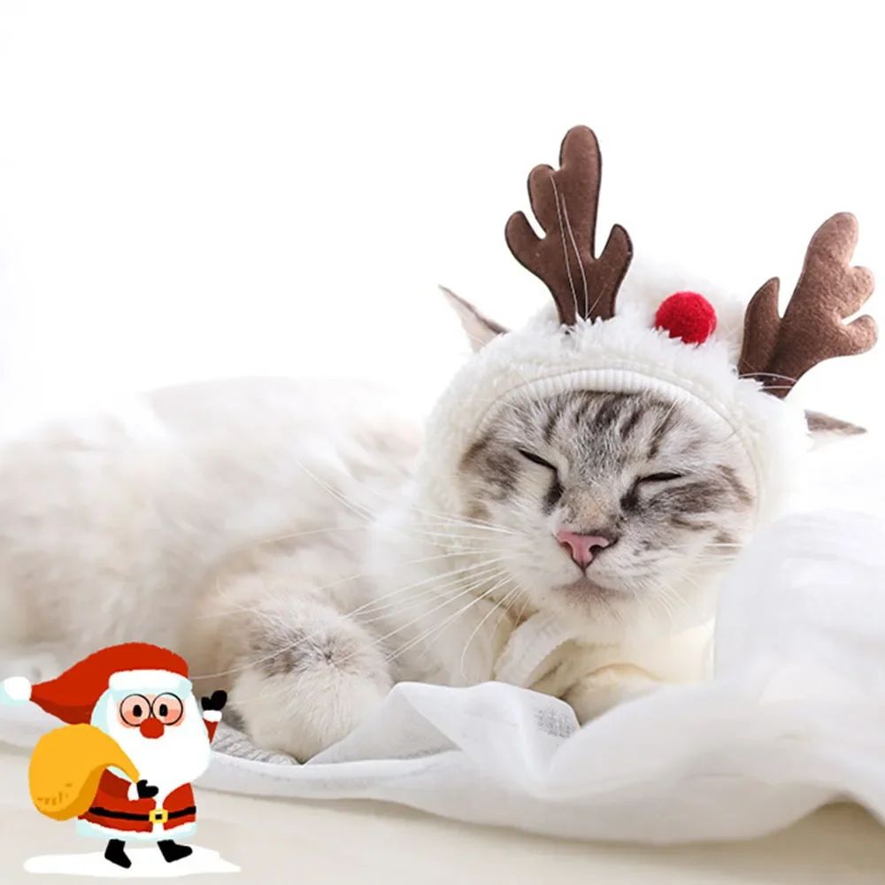 1Pcs Funny Dog Christmas Hat Pets Santa Bibs New Year Party Cosplay Costume Puppy Cap Cute Cats Bandana Clothes Accessories Gift