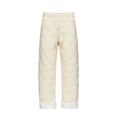 Winter Down Pants Men's Trendy Ski Waterproof Thick Fleece Warm Straight Cotton Trousers Women's Casual Cold-proof Padded Pants