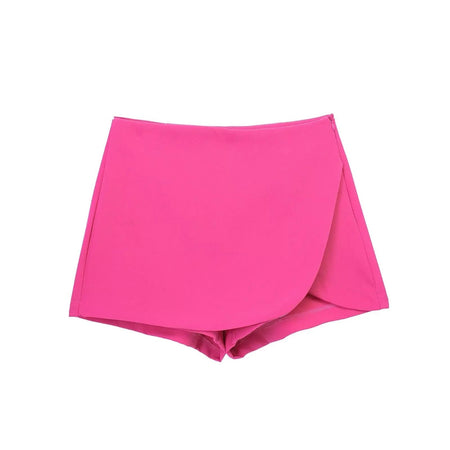 Willshela Women Fashion Solid Side Zipper Skirts Shorts Vintage High Waist Female Chic Lady Shorts
