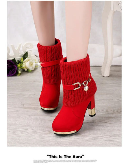 Super High Heels Platform Shoes Women High Heels Women Pumps Shoes Pointed Toe Suede Ankle Boots for Women Thick Heels Boots NEW