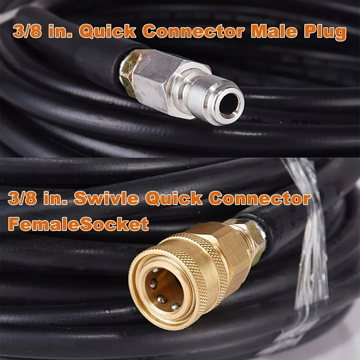 High Pressure Washer Hose 50FT 3/8" QC Power Washer Extension Tube, Kink Resistant High Tensile Wire Braided, 1600PSI Power