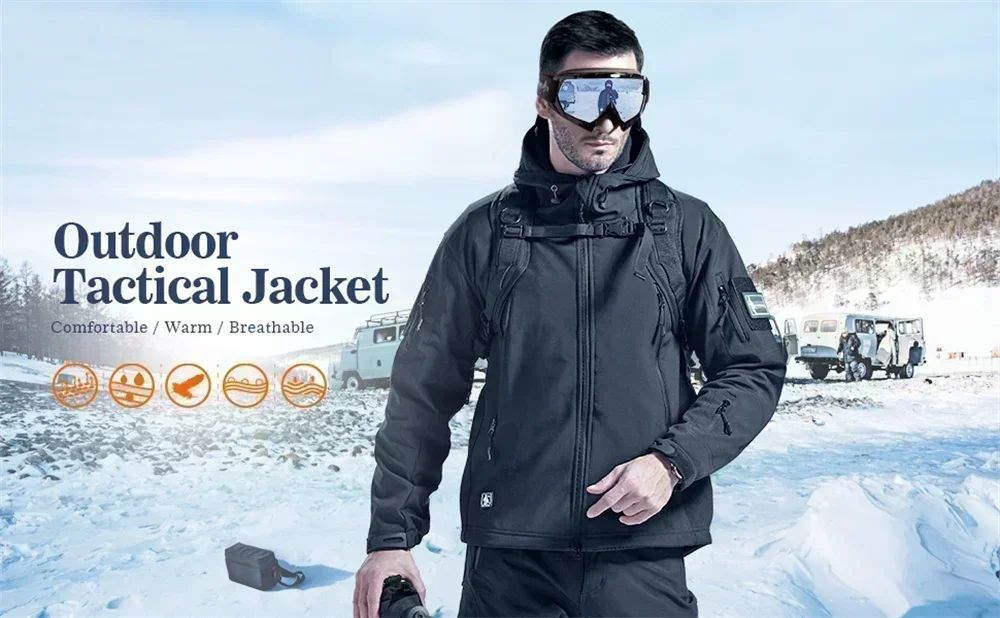 Men's Outdoor Flight Military Aviation Airbus Helicopter Pilots Aircraft SoftShell Tactical Shark Skin Fleece Warm Coats Jackets