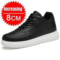 New Height Increasing Shoes for Men 10cm Invisible Elevator Sneakers White Leathe Sport Zapatillas De Hombre Big Size 46