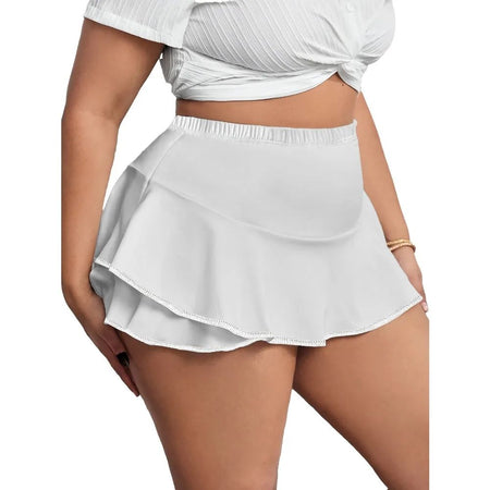 Plus Size 1XL-5XL Women's Casual Skirts Pleated Home Skirts Ladies Fashion Sexy Short Leggings Solid Color Skirts