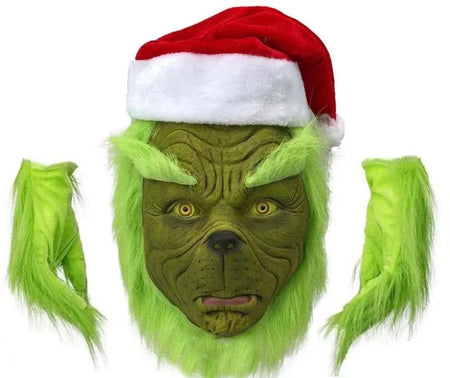 New Christmas Costume Cosplay Clothes Dress Up Santa Claus Weird Green Haired Party Performance Costume