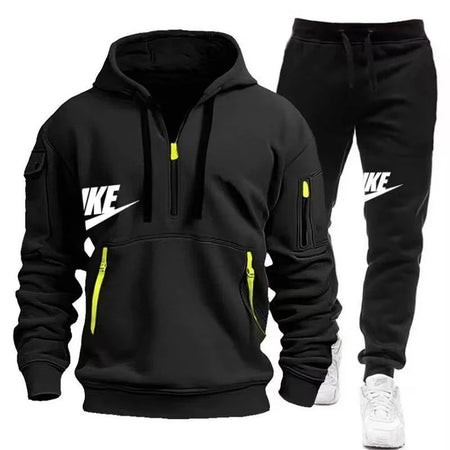 2025 New men's autumn and winter suit zipper hoodie + trousers suit casual men's sportswear warm suit