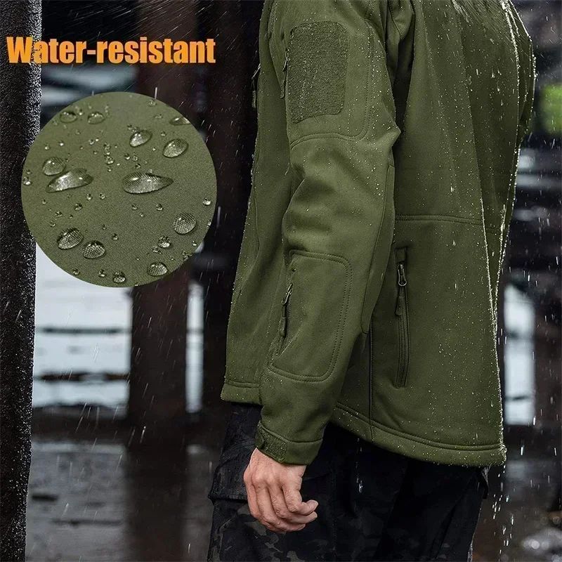 Men's Outdoor Flight Military Aviation Airbus Helicopter Pilots Aircraft SoftShell Tactical Shark Skin Fleece Warm Coats Jackets