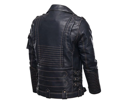 fashion Winter Winter Mens Leather Jacket Men Fashion Motorcycle PU Leather Jacket Cool Zipper Pockets Leather Coats Clothing