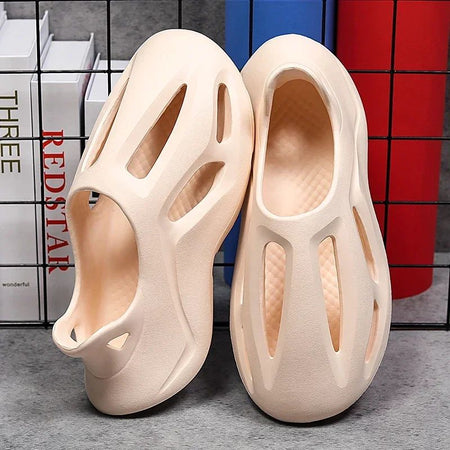 Men's Slippers Summer Soft EVA Beach Hole Shoes Outdoor Women's Slide Non-slip Personalized Hollow Shoes 36-47
