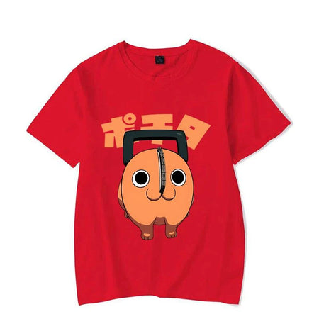 Fun Pochita Printed T-shirt Women's Loose Short Sleeve Round Neck Top Women's Casual Shirt T-shirt Anime T-shirt