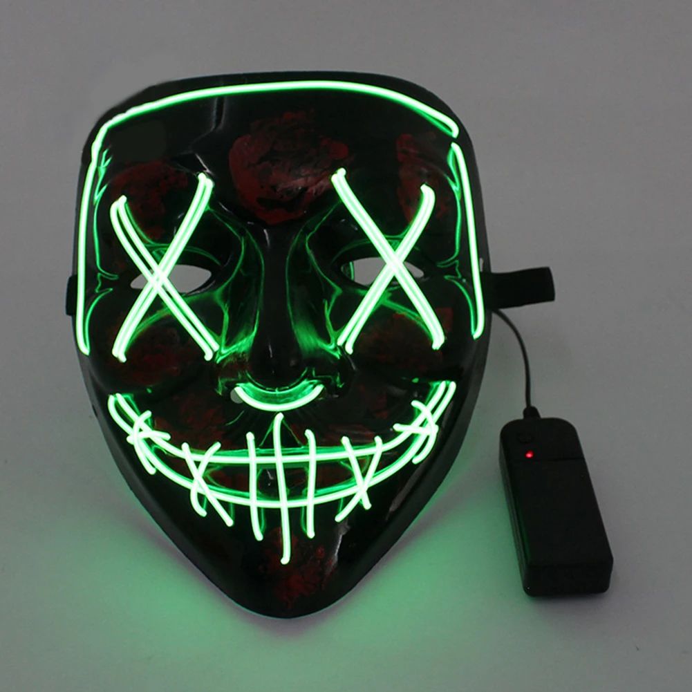 Wireless Scary Glowing Mask LED Luminous Purge Mask Halloween Horror Neon Light Up Cosplay Party Mask Fstival Costume Supplies
