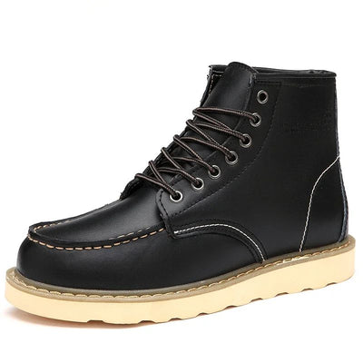 Winter Leather Men Boots Warm Mens Snow Boots with Fur Waterproof Handmade Male Ankle Boots No-slip High Top Male Work Shoes